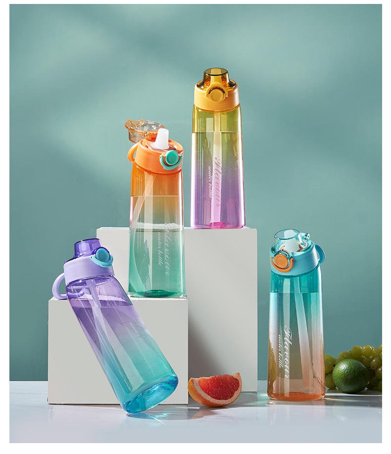 Custom 900ml Gradient Colors Plastic Tritan Air Flavored Water Bottle With Flavor Pod
