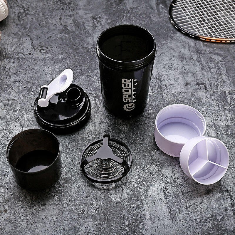 Classic 3 Layers 500ml Plastic Gym Food Grade Protein Shaker Bottle With Spring Ball Pill Box Powder Storage - photo 5