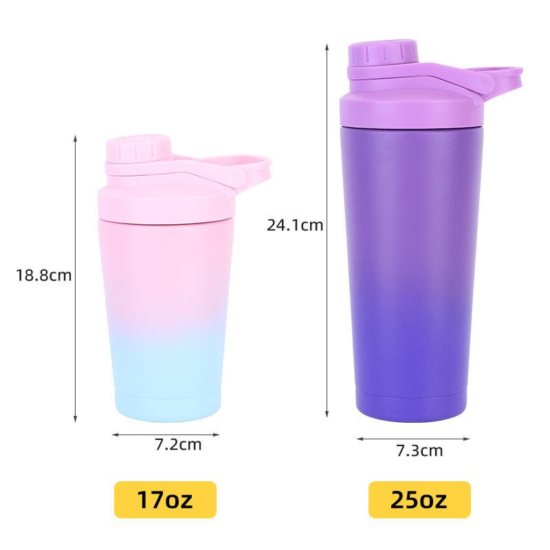 Premium Insulated Metal Double Wall Stainless Steel 17oz 25oz Protein Shaker Bottle with - photo 5