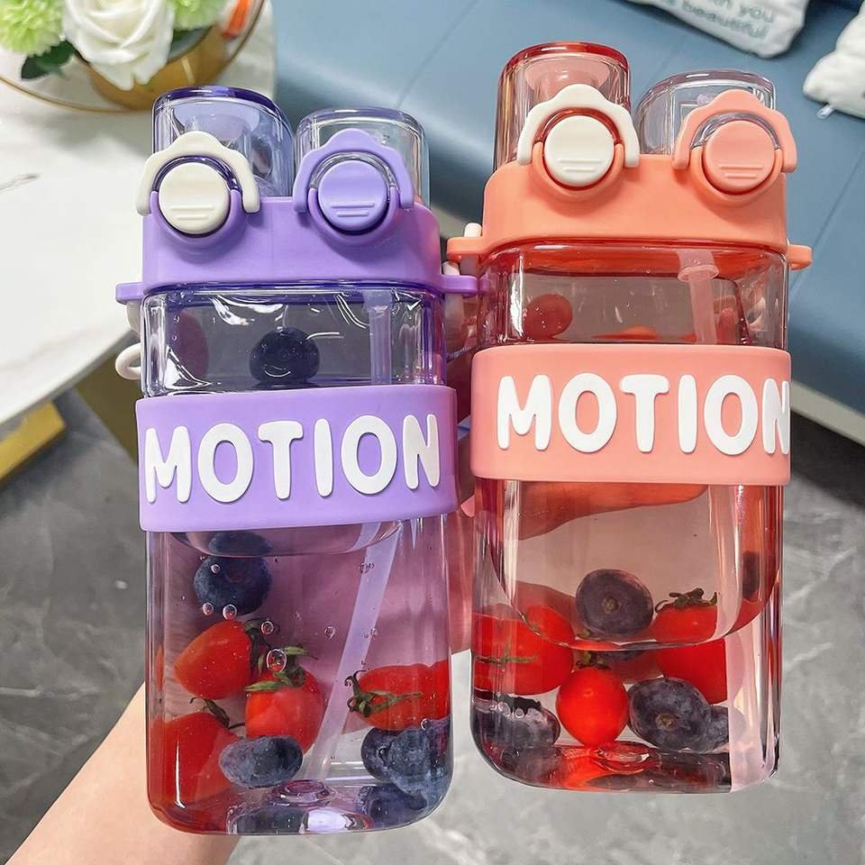 Student and Children 550ml Cartoon Double Mouth Portable School Outdoor Sports Plastic Water Bottle