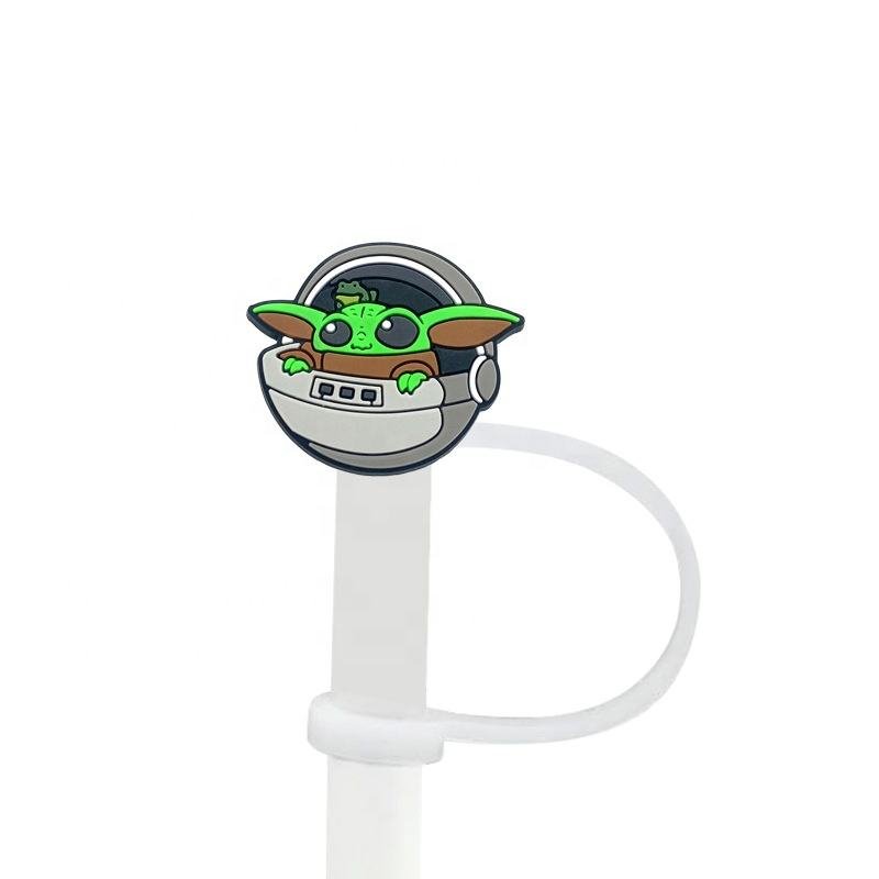 Yoda Straw Cover 8mm 10mm Custom Soft Pvc Baby Green Yoda Wars Star Straw Topper Charms for Stanley Tumbler Cup - photo 4