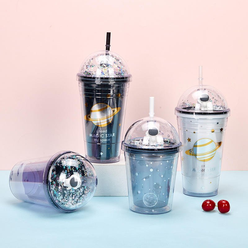 Hot Custom DIY Double Wall Plastic Acrylic Clear Cup Dupes Snow Globe Snowball Snowglobe Tumbler With Lids and Straws - photo 2