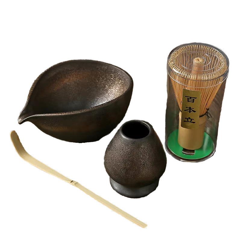 Babenli Song Dynasty Japandi Style Matcha Tea Set Coarse Ceramic Pottery Matcha Bowl Bamboo Whisk Tea Brush for Coffee Ceremony - photo 4