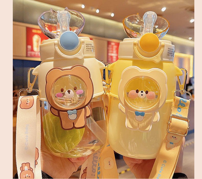 700ml Portable Children Drinking Plastic Straw Cup School Sports Water Bottle