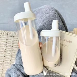 Großes Fassungsvermögen 500ml 850ml Bubble Tea wiederverwendbarer Kunststoff Becher mit Deckel und Strohhalm