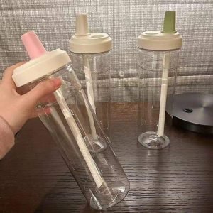 Großes Fassungsvermögen 500ml/850ml Bubble Tea Borosilikatglas Becher mit Deckel und Strohhalm