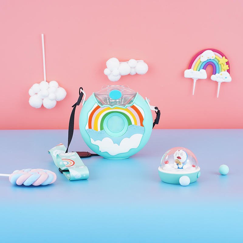 Wholesale 380ml Sports Plastic Donut Shaped Unicorn Rainbow School Water Bottles With Straw - photo 3
