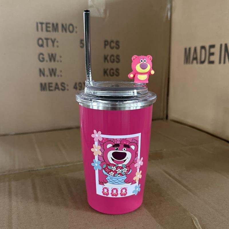 Vietnam 450ml Wholesale Bear Pattern Stainless Steel Double Wall Coffee Mugs Tumbler With Straw for Girls - photo 2