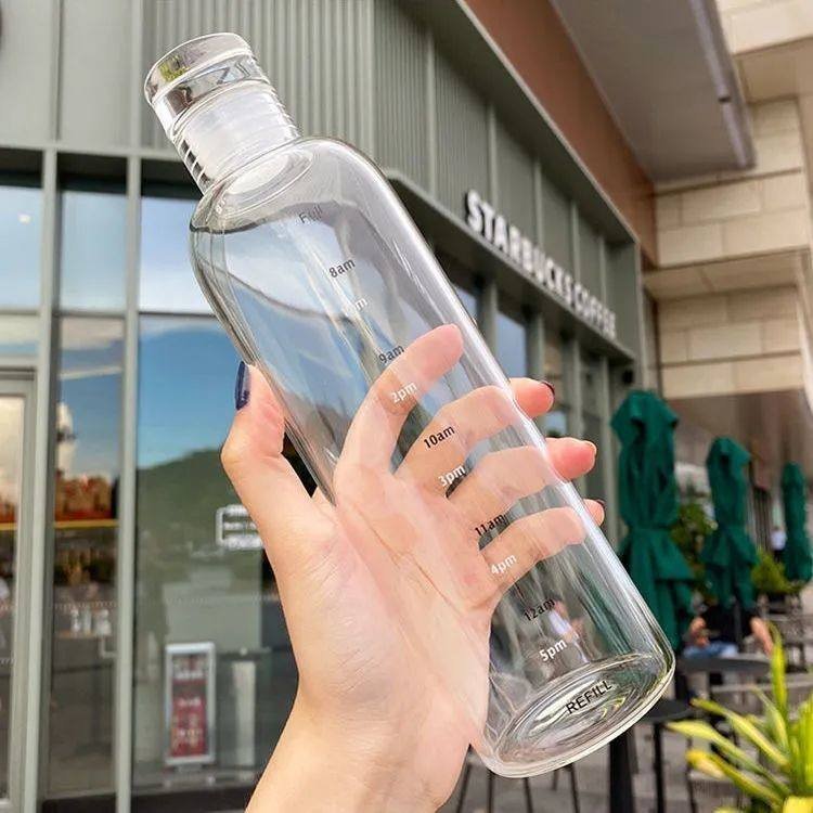 500ml 700ml Clear Plastic Fruit Water Bottle with Scale - photo 4