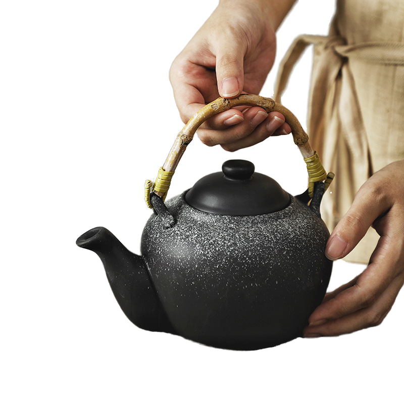 Japanese-Style Minimalist Household Ceramic Porcelain Kung Fu Tea Set Single Pot Teapot Lifting Beam Coarse Pottery Eco-Friendly