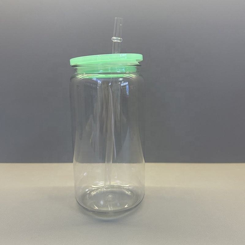 BPA Free Reusable 16oz Clear Acrylic Beer Can Plastic Soda Can With Lid and Straw - photo 4