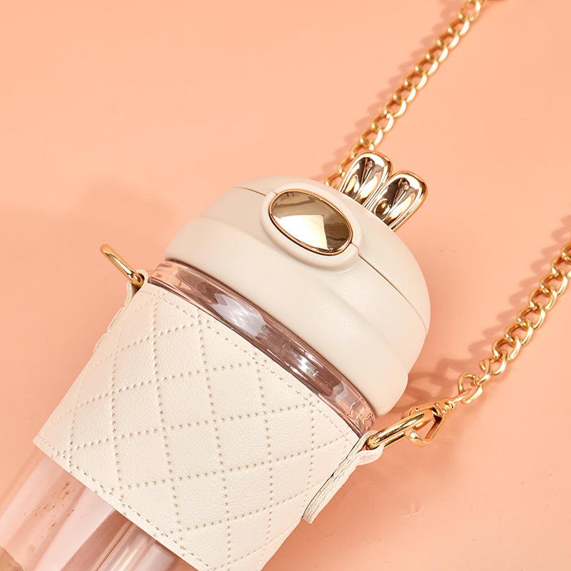 Outdoor Cute Fashion Portable Summer Sports Plastic Water Bottle With Sleeve and Straw for Girls - photo 5
