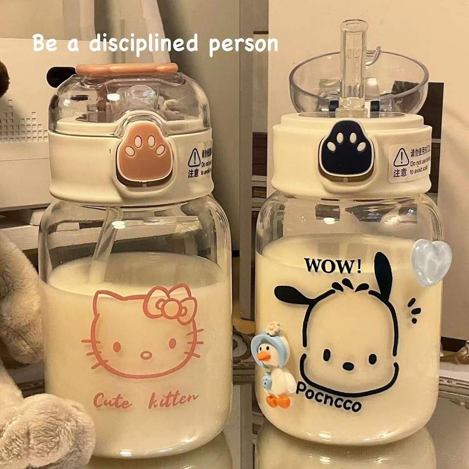 500ml Cute Kawaii Clear Kids Girl Plastic Water Bottle With Straw Cartoon Image - photo 2