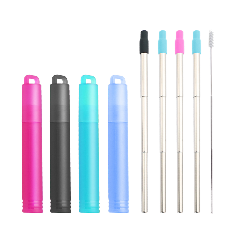 Metal Telescopic Stainless Steel Eco-Friendly Bar Accessories Portable Folding Collapsible Drinking Straws