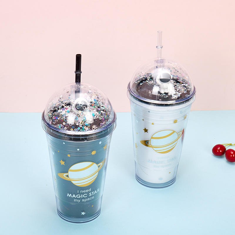 Hot Custom DIY Double Wall Plastic Acrylic Clear Cup Dupes Snow Globe Snowball Snowglobe Tumbler With Lids and Straws - photo 3