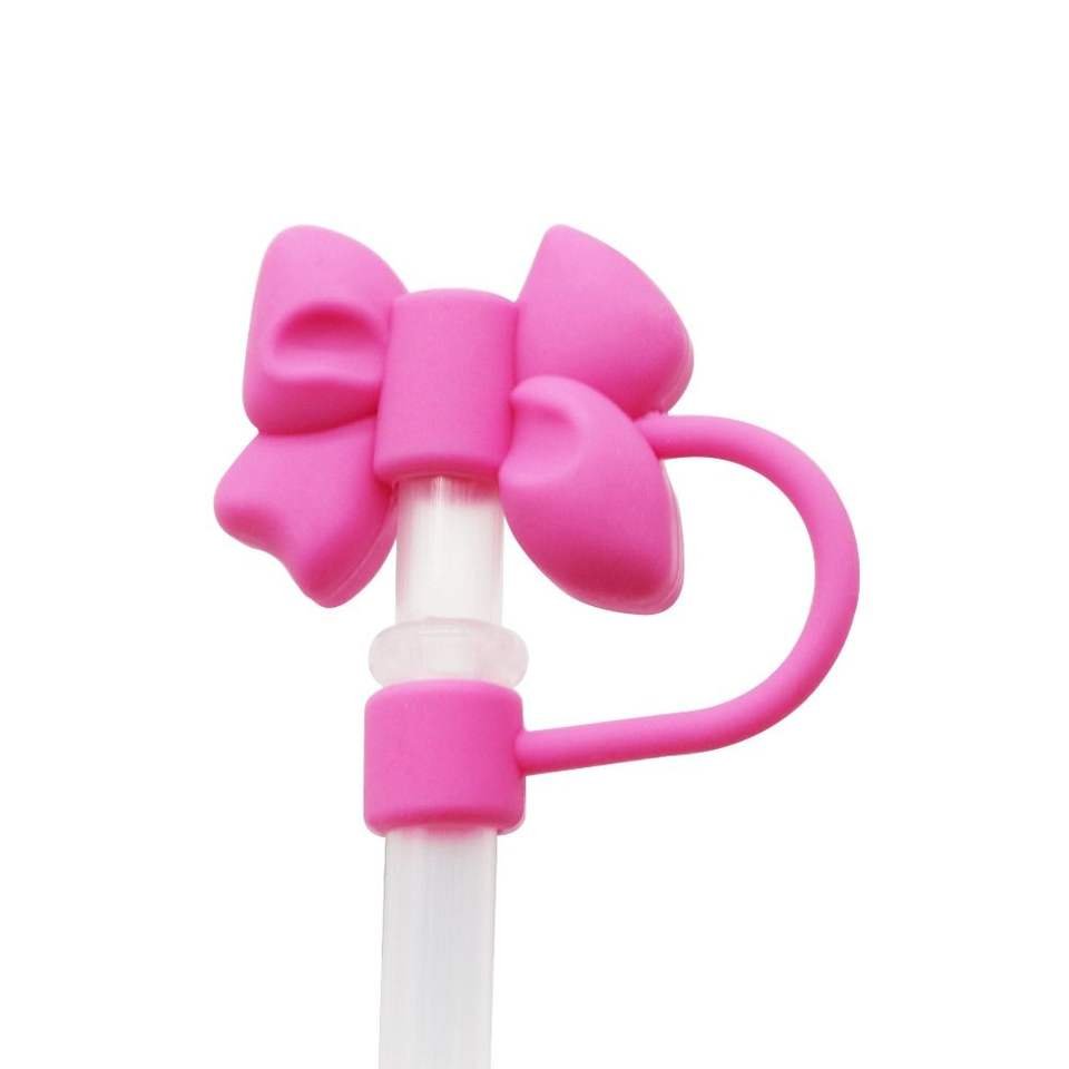 PEMSHENG Reuseable 8mm 10mm Silicone Bow Pattern Flower Kitty Straw Topper Covers for Tumblers - photo 4
