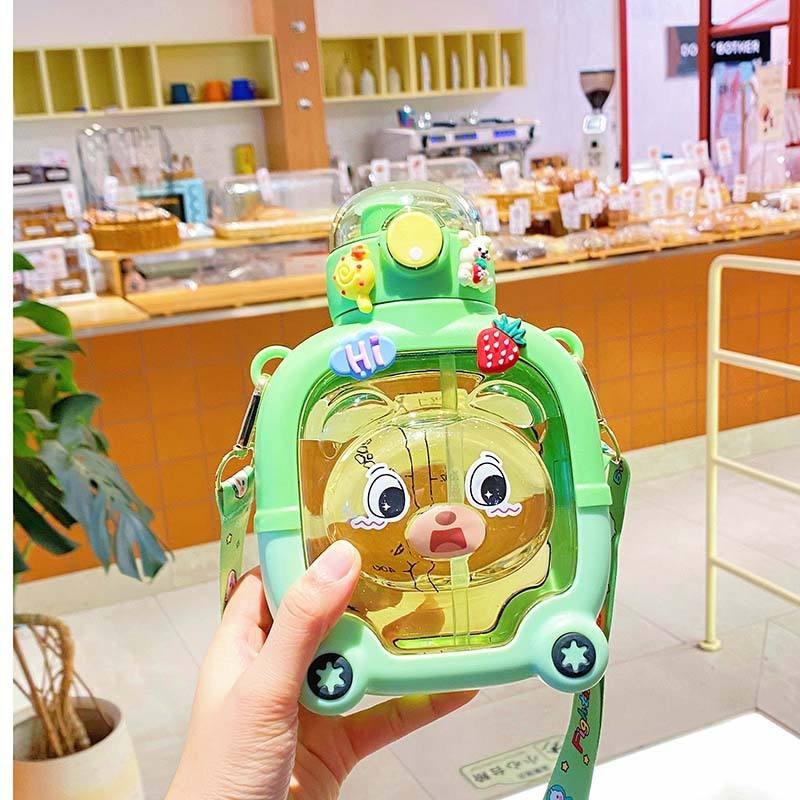 Summer 1000ml Kawaii Plastic Dual Drinking Water Bottle With Sleeve and Straw - photo 2