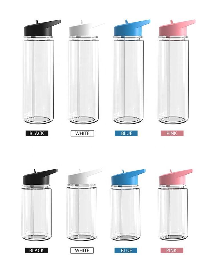 500ml 750ml BPA Free Leak Proof School Kids Plastic Clear Water Bottle With Flip Lid and Straw - photo 2