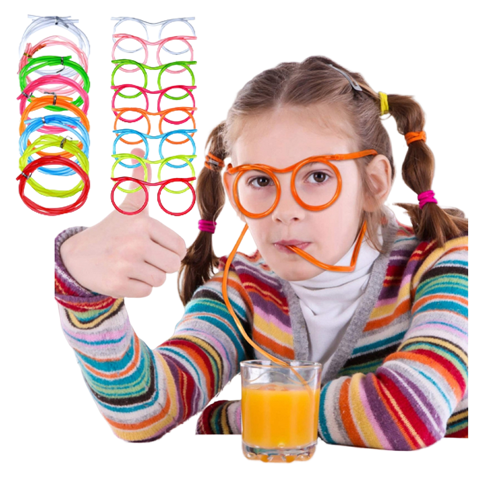 Creative Funny Plastic Straw Glasses Flexible Drinking Tube Fashionable Novelty Entertainment Accessories Holiday Birthday Party