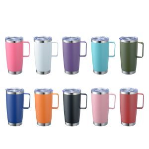 Gobelet isotherme sous vide en acier inoxydable personnalisé 20oz 600ml avec poignée boisson froide et chaude café thé en gros