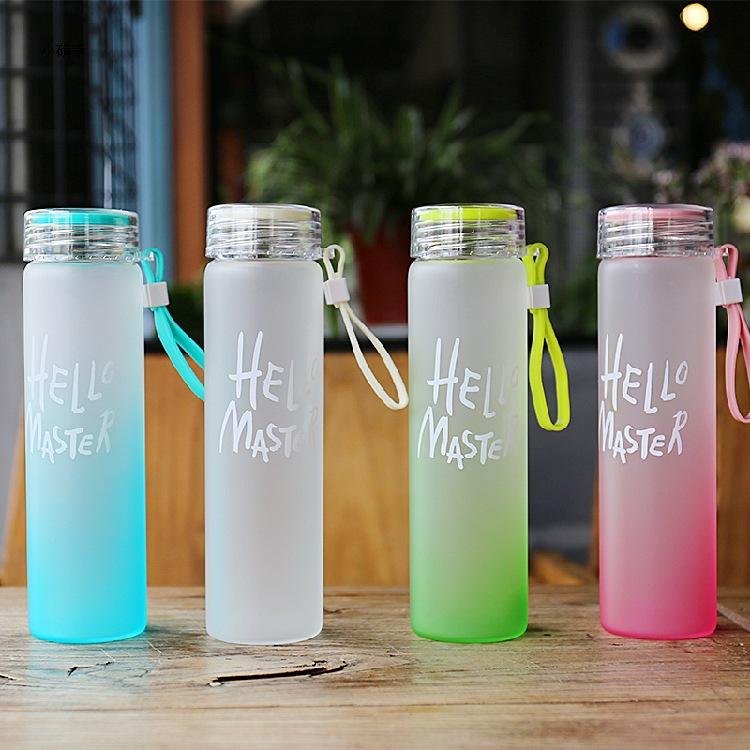 480ml Portable Simple Bpa Free Colorful Sport Outdoor Frosted Plastic Water Bottle With Strap - photo 3