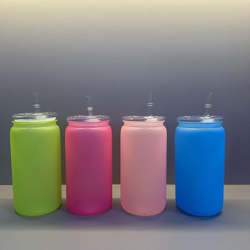Acrylic PP Gradient Color 16oz Durable Plastic Soft Drinks Container Beer Soda Libby Cups With Straw and Lid - photo 5
