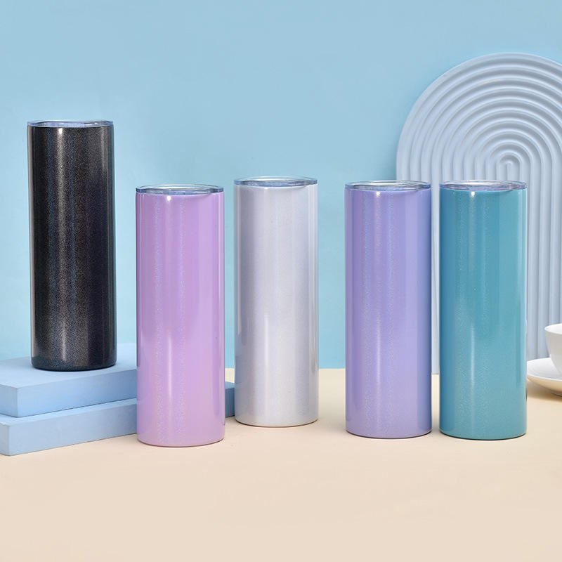 20oz Glitter Shimmer Skinny Straight Stainless Steel Tumbler Handgrip Pattern With Lid Straw - photo 3