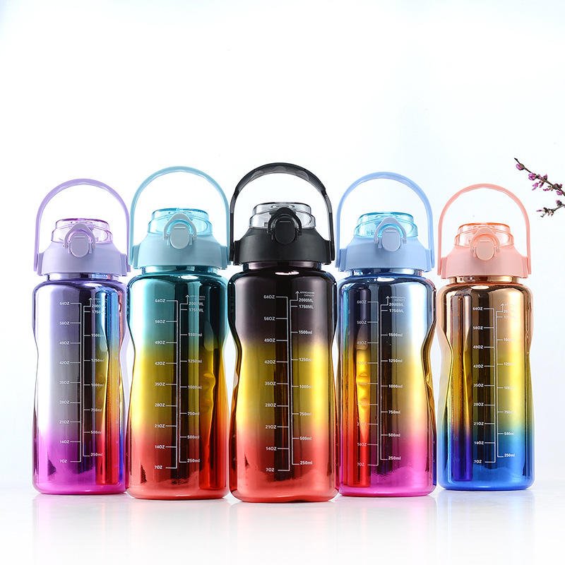 64oz Pink Metallic Shining Glitter Colors Plastic Electroplate Water Bottles 3 in 1 Set - photo 2